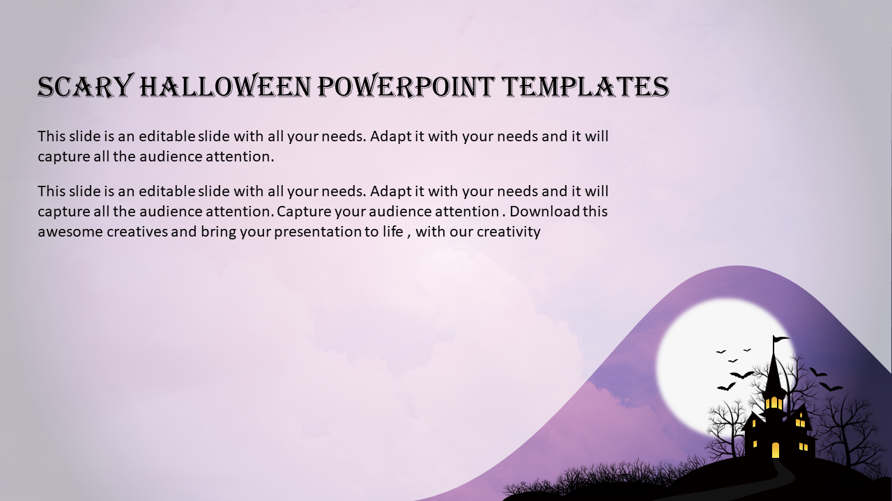 Scary Halloween PowerPoint Templates with creepy castle